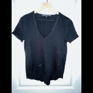 Veronica Beard Jeans V Neck Basic Pima Cotton T- Shirt Top Size Small